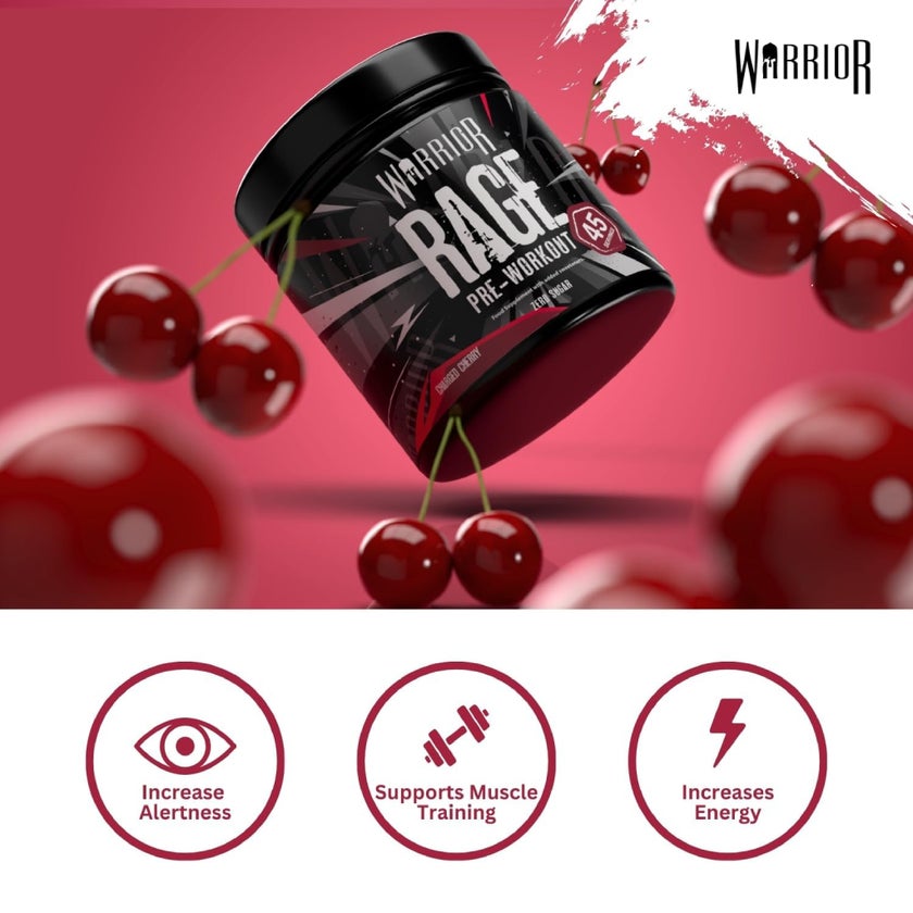 Warrior Rage Pre-Workout Powder, Charged Cherry - 392g