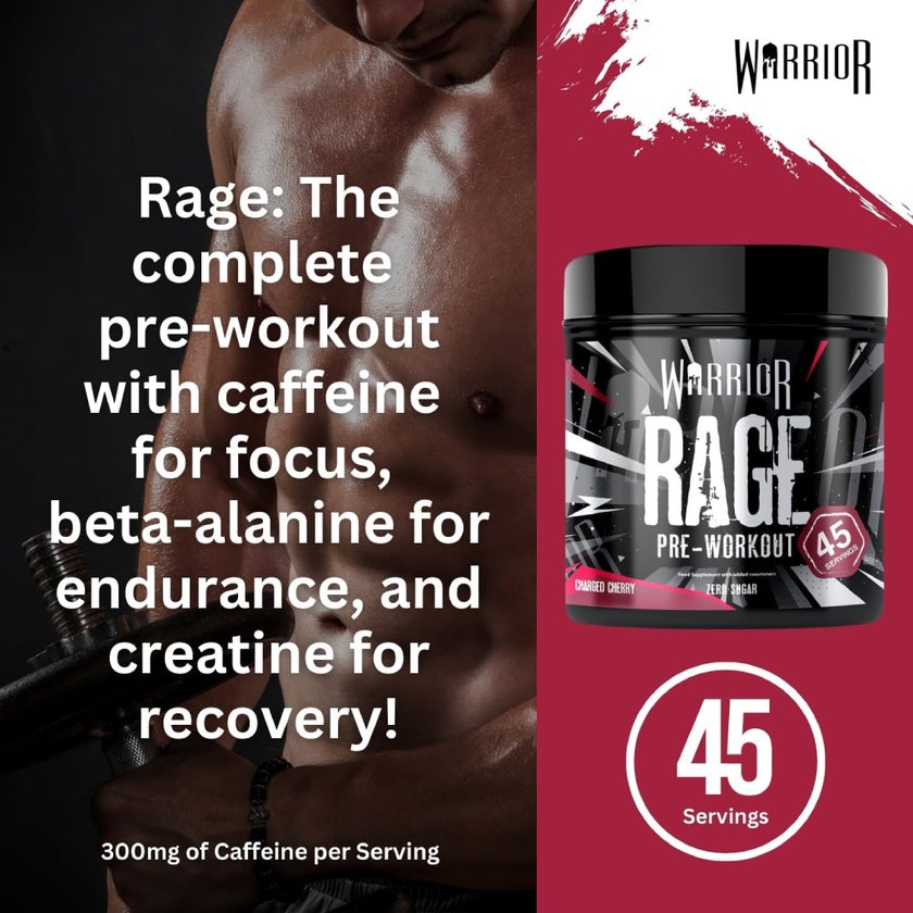 Warrior Rage Pre-Workout Powder, Charged Cherry - 392g