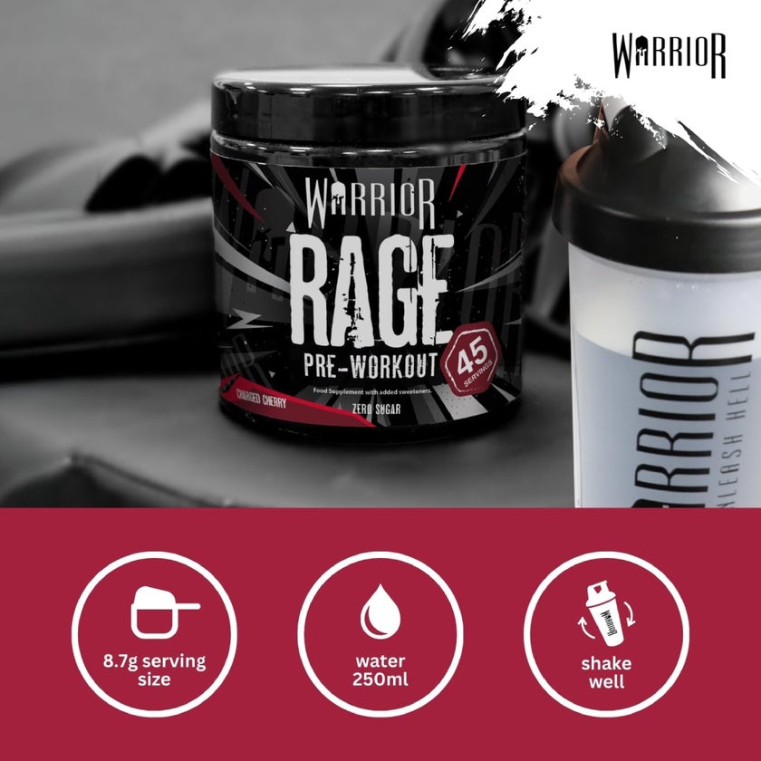 Warrior Rage Pre-Workout Powder, Charged Cherry - 392g