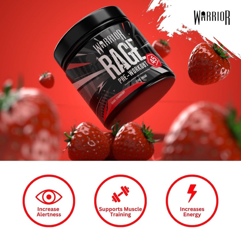 Warrior Rage Pre-Workout Powder, Savage Strawberry - 392g
