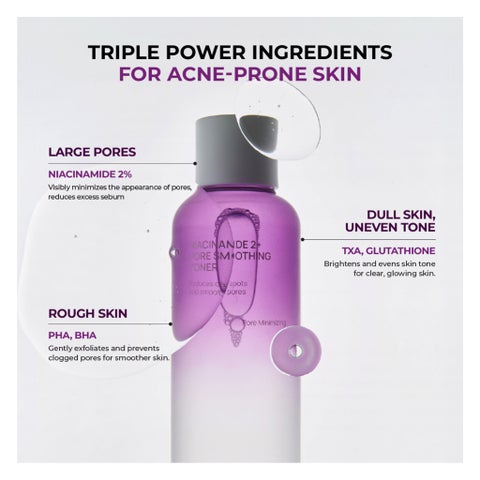 Jumiso Niacinamide 2+ Pore Smoothing Toner, Acne Prone Skin - 205ml