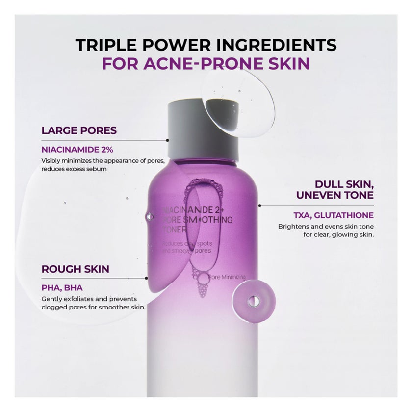 Jumiso Niacinamide 2+ Pore Smoothing Toner, Acne Prone Skin - 205ml
