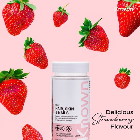 Known Nutrition Hair, Skin & Nails Gummies, Strawberry - 60 Gummies