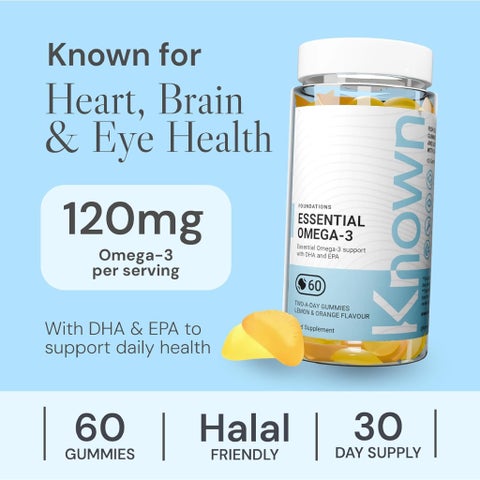 Known Nutrition Essential Omega-3 Gummies, Lemon & Orange - 60 Gummies