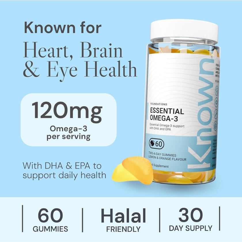 Known Nutrition Essential Omega-3 Gummies, Lemon & Orange - 60 Gummies