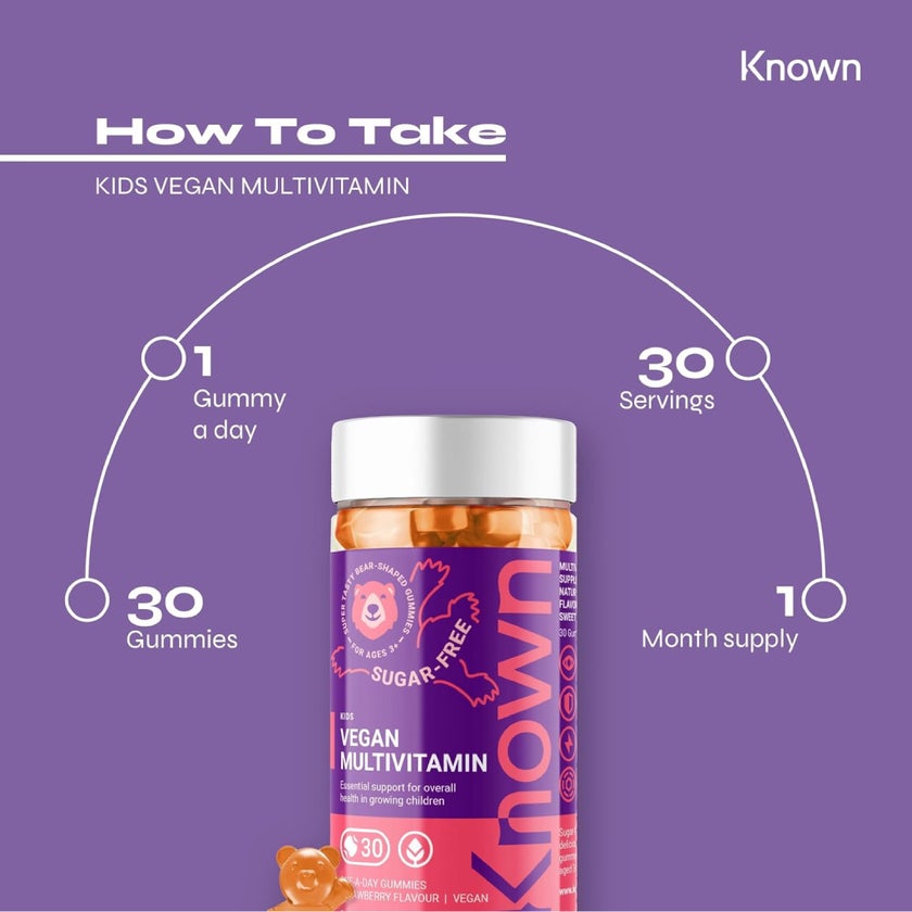 Known Nutrition Kids Vegan Multivitamins Gummies, Strawberry - 30 Gummies