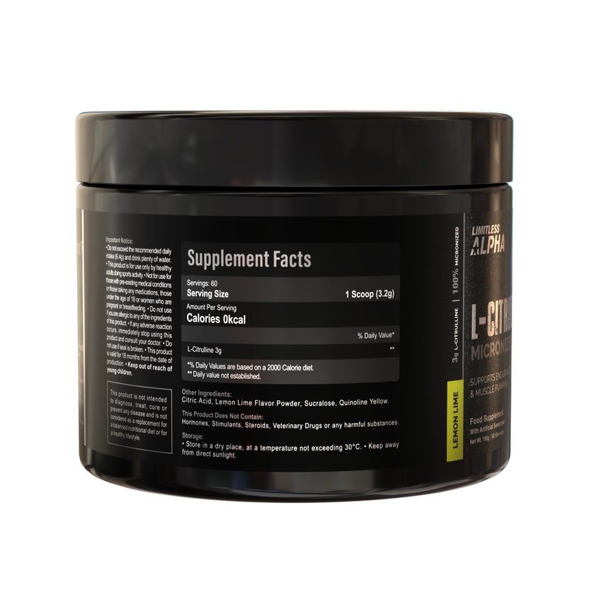 Eva Pharma Limitless Alpha L-Citrulline Powder, Muscle Support - 192g