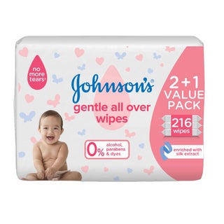 Johnson's Gentle All Over Baby Wipes - 216 Wipes