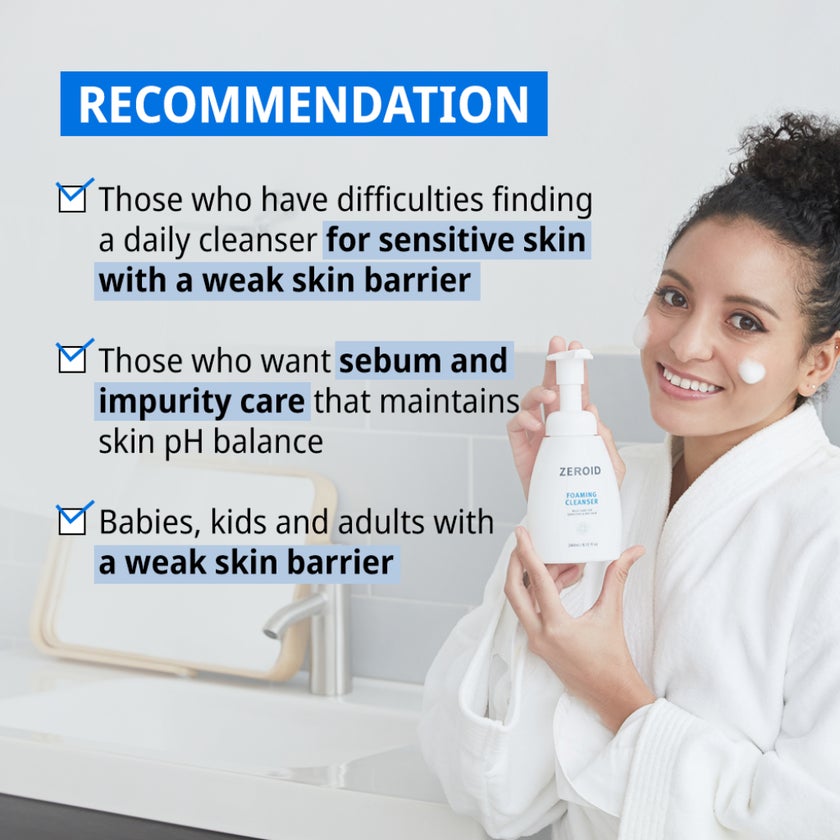 Zeroid Mild Foaming Cleanser, Sensitive & Dry Skin - 240ml