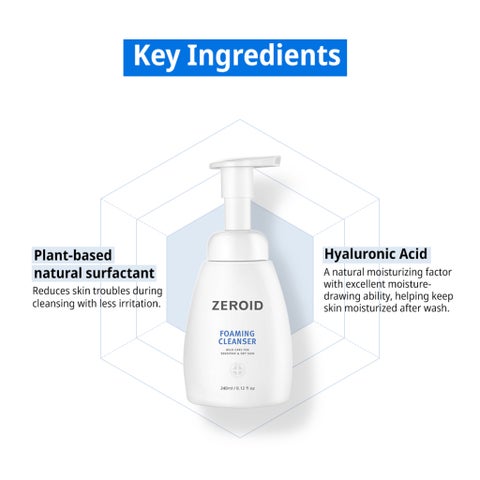 Zeroid Mild Foaming Cleanser, Sensitive & Dry Skin - 240ml