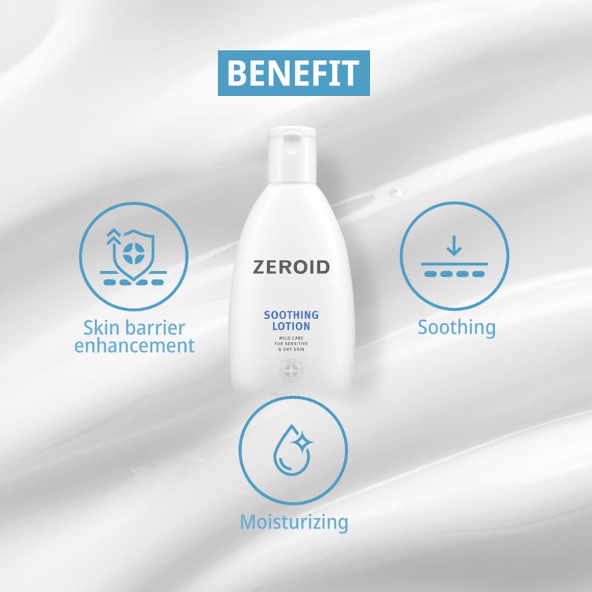 Zeroid Mild Soothing Lotion, Sensitive & Dry Skin - 200ml