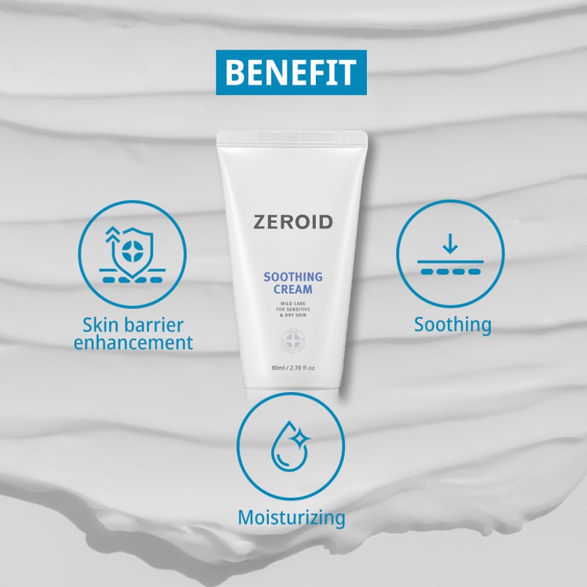 Zeroid Mild Soothing Cream, Sensitive & Dry Skin - 80ml
