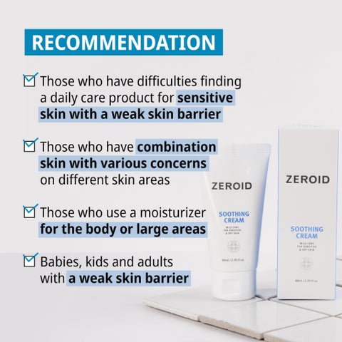 Zeroid Mild Soothing Cream, Sensitive & Dry Skin - 80ml