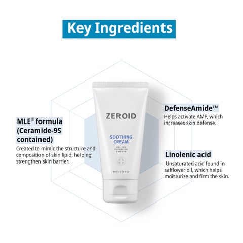 Zeroid Mild Soothing Cream, Sensitive & Dry Skin - 80ml
