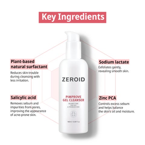 Zeroid Balance Pimprove Gel Cleanser, Oily & Troubled Skin - 180ml