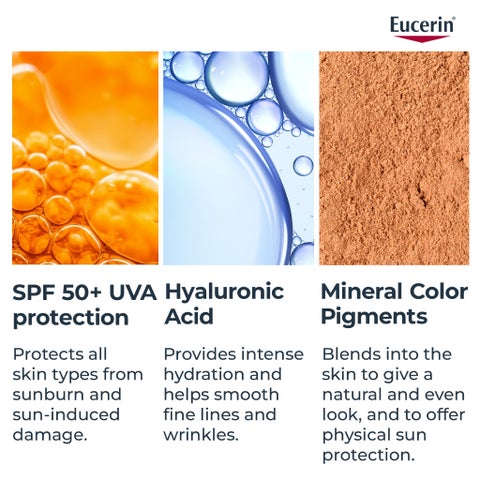 Eucerin Sun Hydro Protect SPF 50+ Ultra Light Fluid, Tinted Medium - 50ml