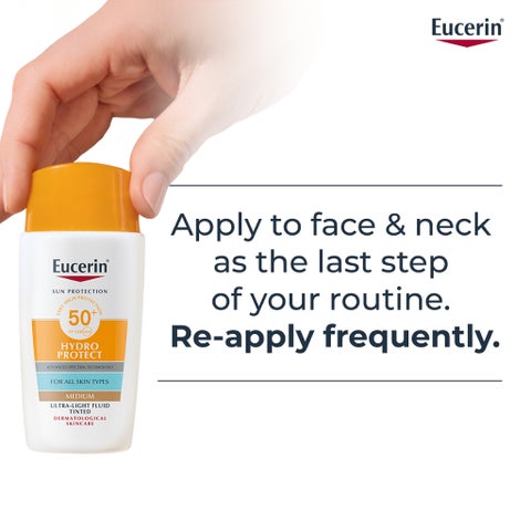 Eucerin Sun Hydro Protect SPF 50+ Ultra Light Fluid, Tinted Medium - 50ml