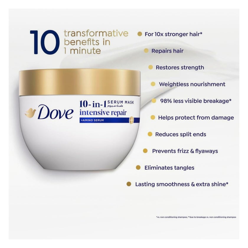 Dove 10-in-1 Intensive Repair Hair Serum Mask - 220ml