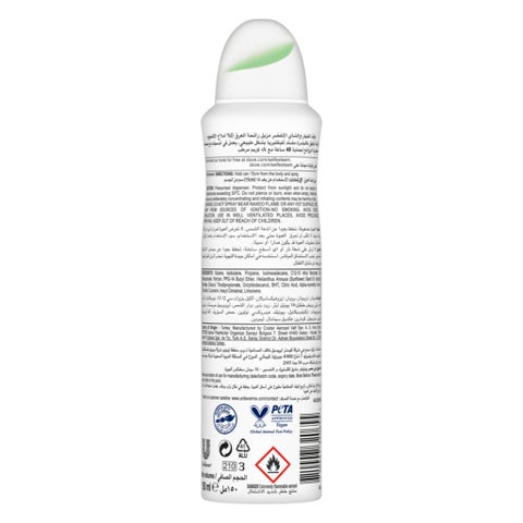 Dove 0% Aluminum Salts Deodorant Spray, Cucumber & Green Tea - 150ml