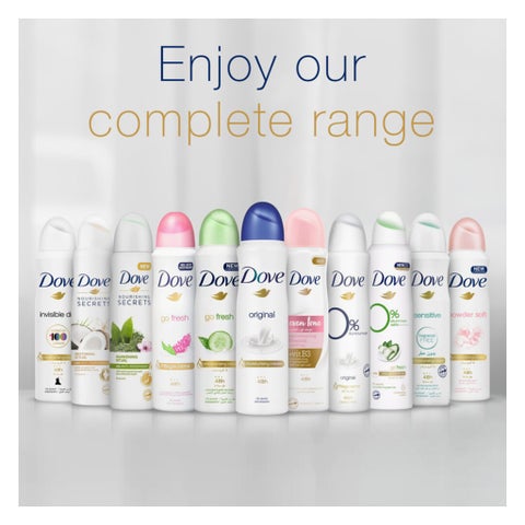 Dove 0% Aluminum Salts Deodorant Spray, Cucumber & Green Tea - 150ml