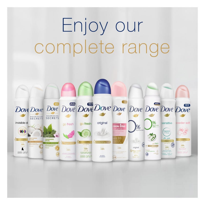 Dove 0% Aluminum Salts Deodorant Spray, Cucumber & Green Tea - 150ml