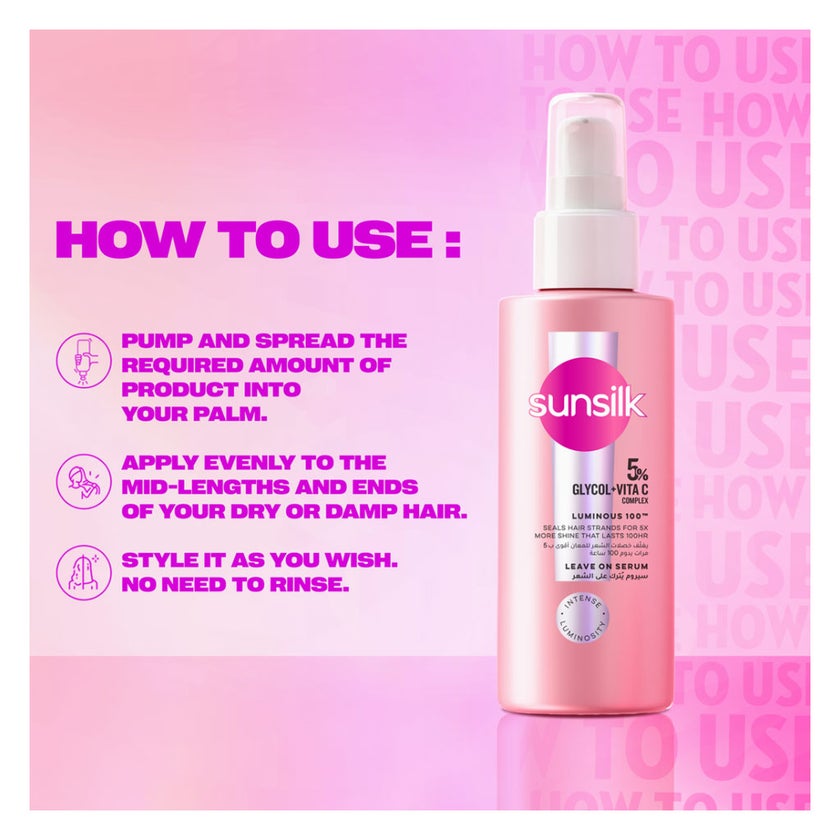 Sunsilk Luminous 100 Leave On Hair Serum - 90ml