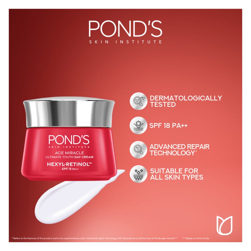Ponds Age Miracle Hexyl-Retinol SPF 18 Day Cream - 50g