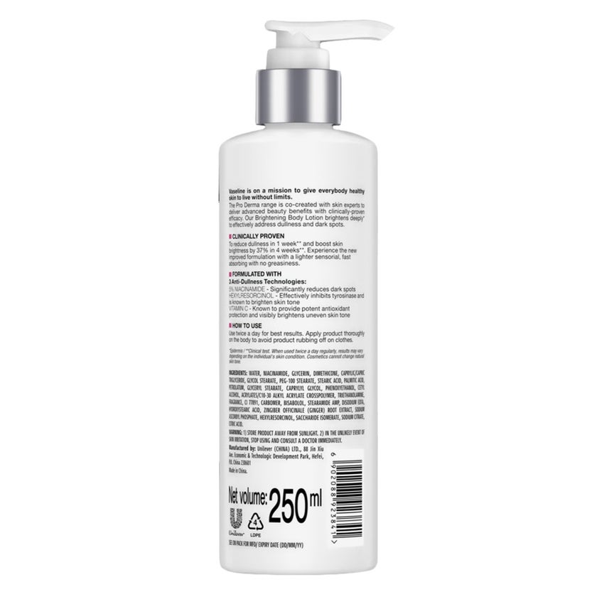 Vaseline Pro Derma 5% Niacinamide Brightening Body Lotion - 250ml