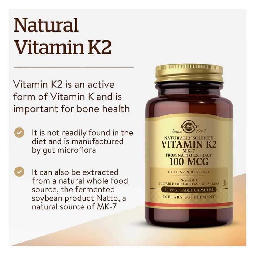 Solgar Vitamin K2 100mcg Vegetables Capsules - 50 Capsules