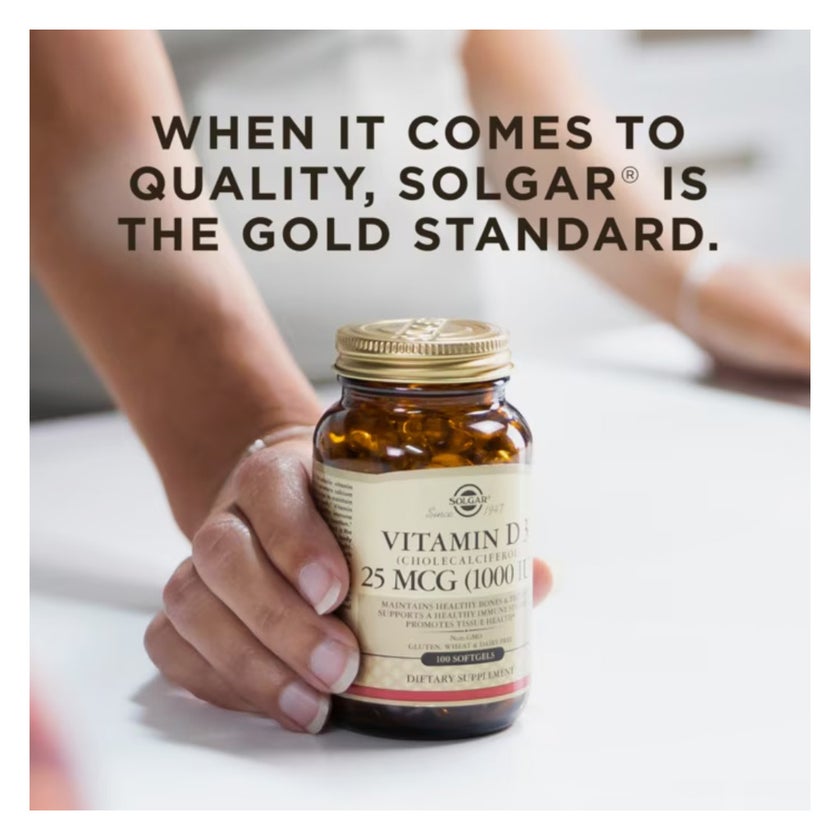 Solgar 25mcg Vitamin D3 1000IU Softgels - 100 Softgels