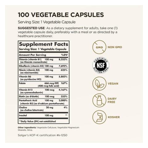 Solgar Vitamin B Complex 100 Veg Capsules - 100 Capsules