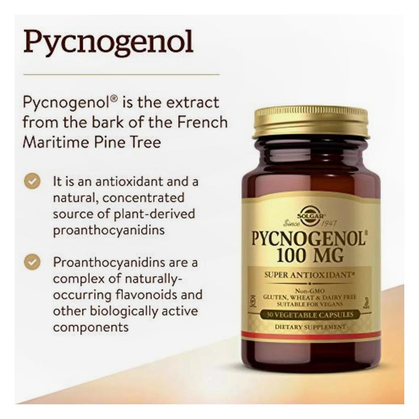 Solgar Pycnogenol 100mg Veg Capsules - 30 Capsules