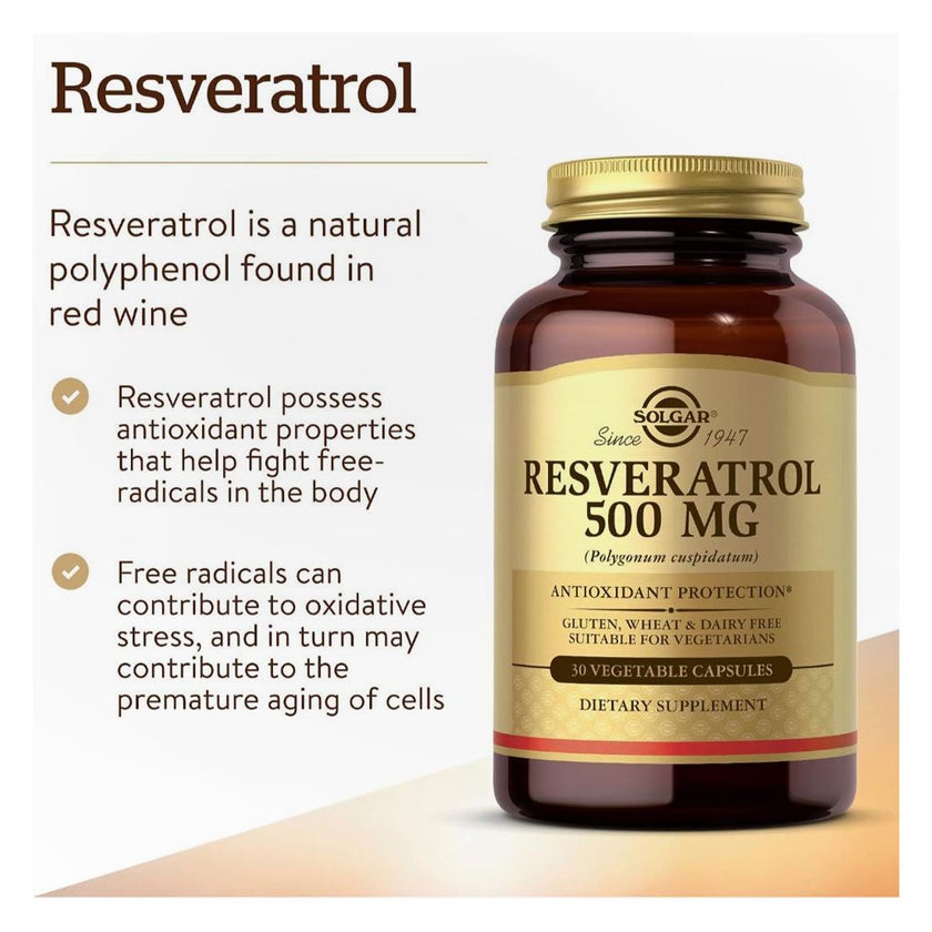 Solgar Resveratrol 500mg Veg Capsules - 30 Capsules