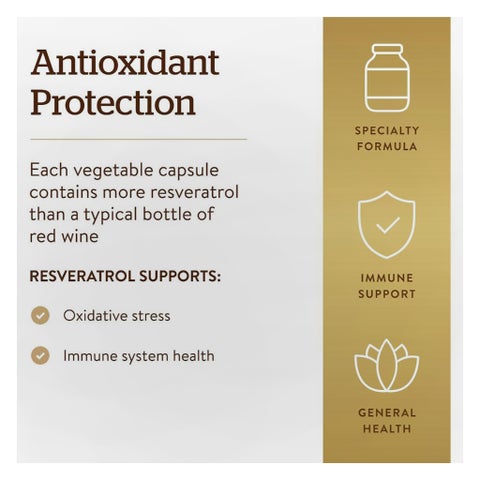 Solgar Resveratrol 500mg Veg Capsules - 30 Capsules
