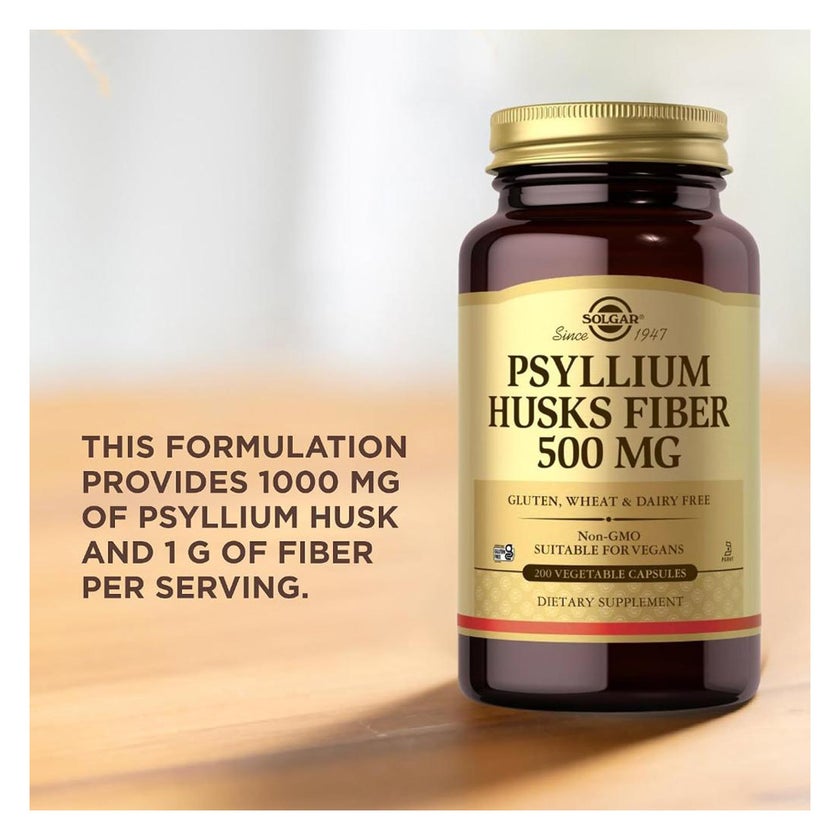 Solgar Psyllium Husks Fiber 500mg Capsules - 200 Capsules