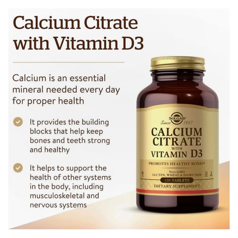 Solgar Calcium Citrate With Vitamin D3 Tablets - 120 Tablets