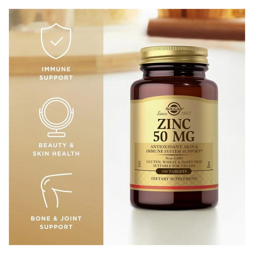 Solgar Zinc 50mg Tablets - 100 Tablets