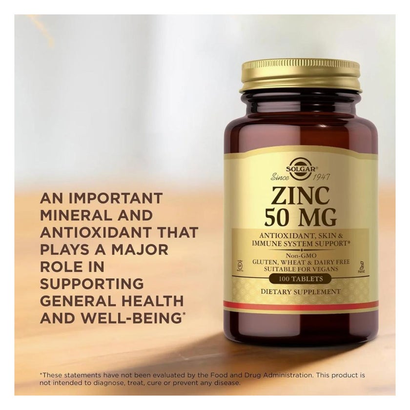 Solgar Zinc 50mg Tablets - 100 Tablets