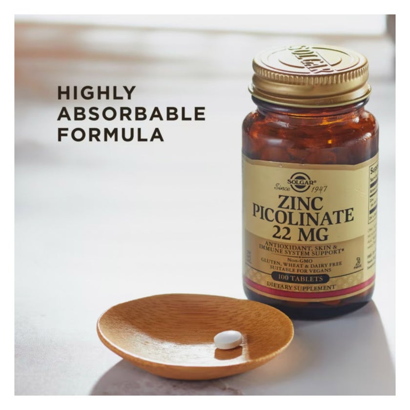 Solgar Zinc Picolinate 22mg Tablets - 100 Tablets