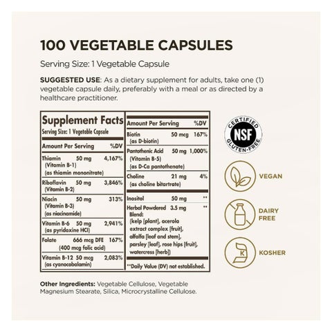 Solgar Vitamin B Complex 50 Veg Capsules - 100 Capsules