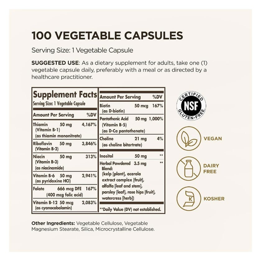 Solgar Vitamin B Complex 50 Veg Capsules - 100 Capsules