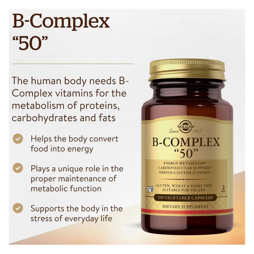 Solgar Vitamin B Complex 50 Veg Capsules - 100 Capsules