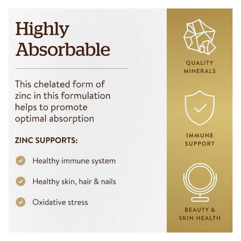Solgar Chelated Zinc Tablets - 100 Tablets