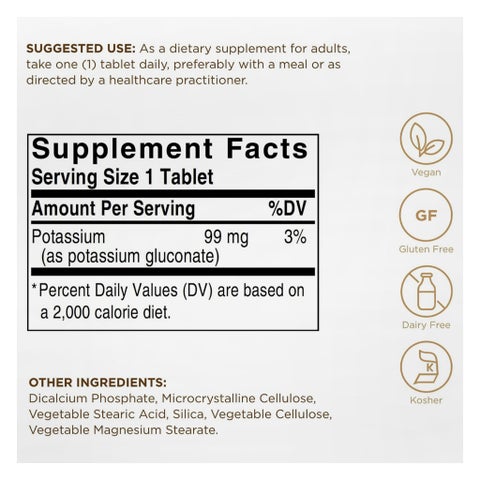 Solgar Potassium Tablets - 100 Tablets