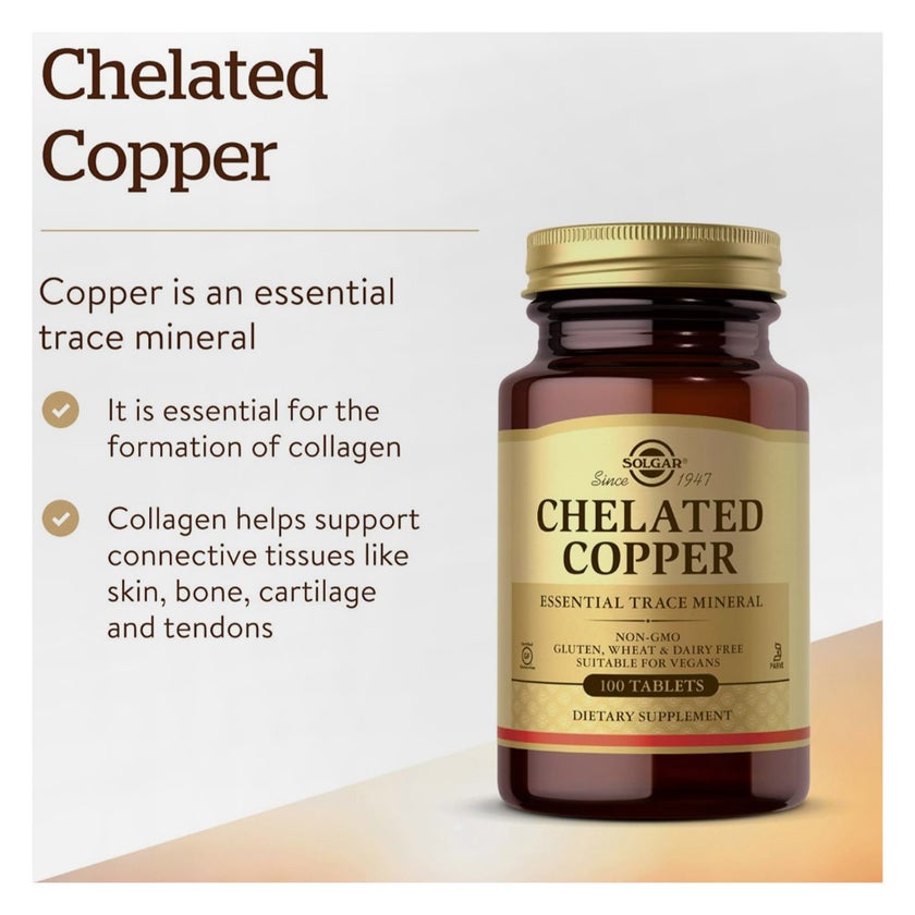 Solgar Chelated Copper Tablets - 100 Tablets