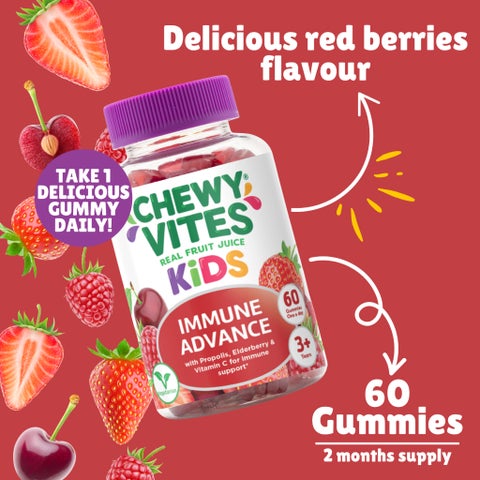 Chewy Vites Kids Immune Advance Gummies, Red Berries - 60 Gummies