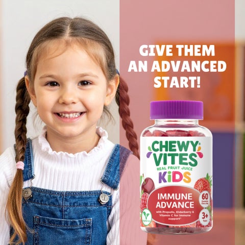 Chewy Vites Kids Immune Advance Gummies, Red Berries - 60 Gummies