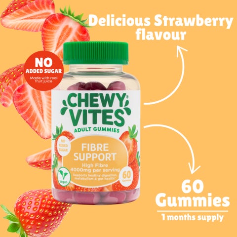 Chewy Vites Adults Fibre Support Gummies, Strawberry - 60 Gummies