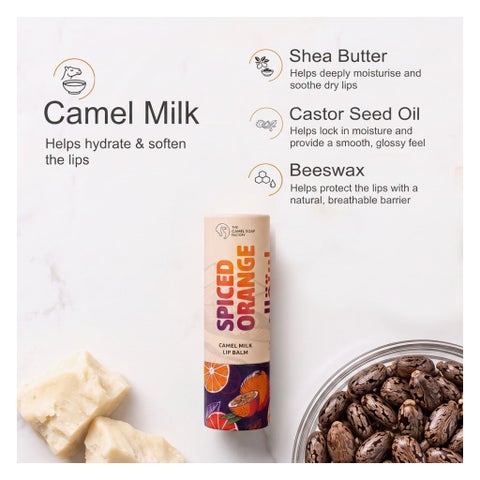 The Camel Soap Factory Camel Lip Balm, Spiced Orange - 6g
