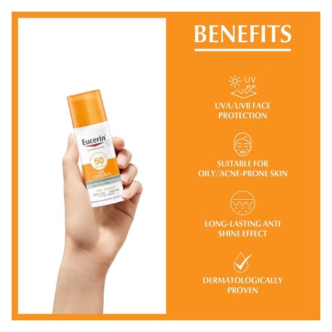 Eucerin Oil Control SPF 50+ Dry Touch Sun Gel Cream - 2 x 50ml